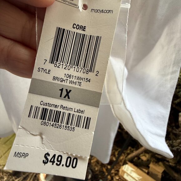 Charter Club Women's Pullover White Top with Ruffle and Buttons Size 1X NWT - Picture 5 of 14